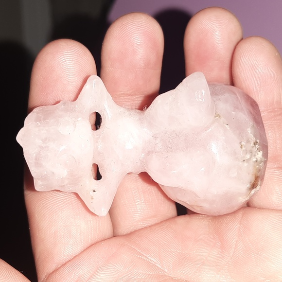 Rose quartz Groot sitting on a rock - Picture 2 of 6